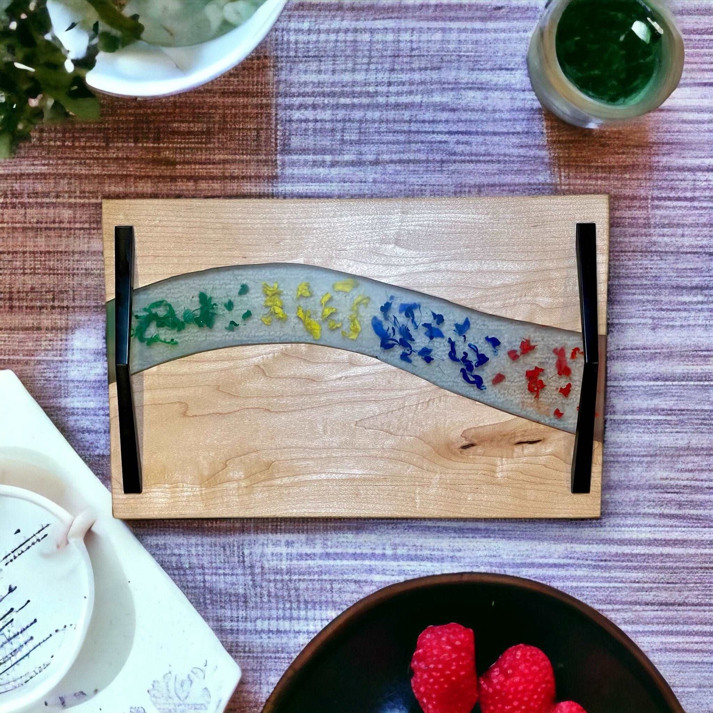 Rainbow Drop Clear River Serving Board